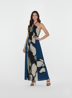 Abstract Bloom Halter Dress