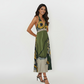 Verdant Bloom Crepe Halter Dress