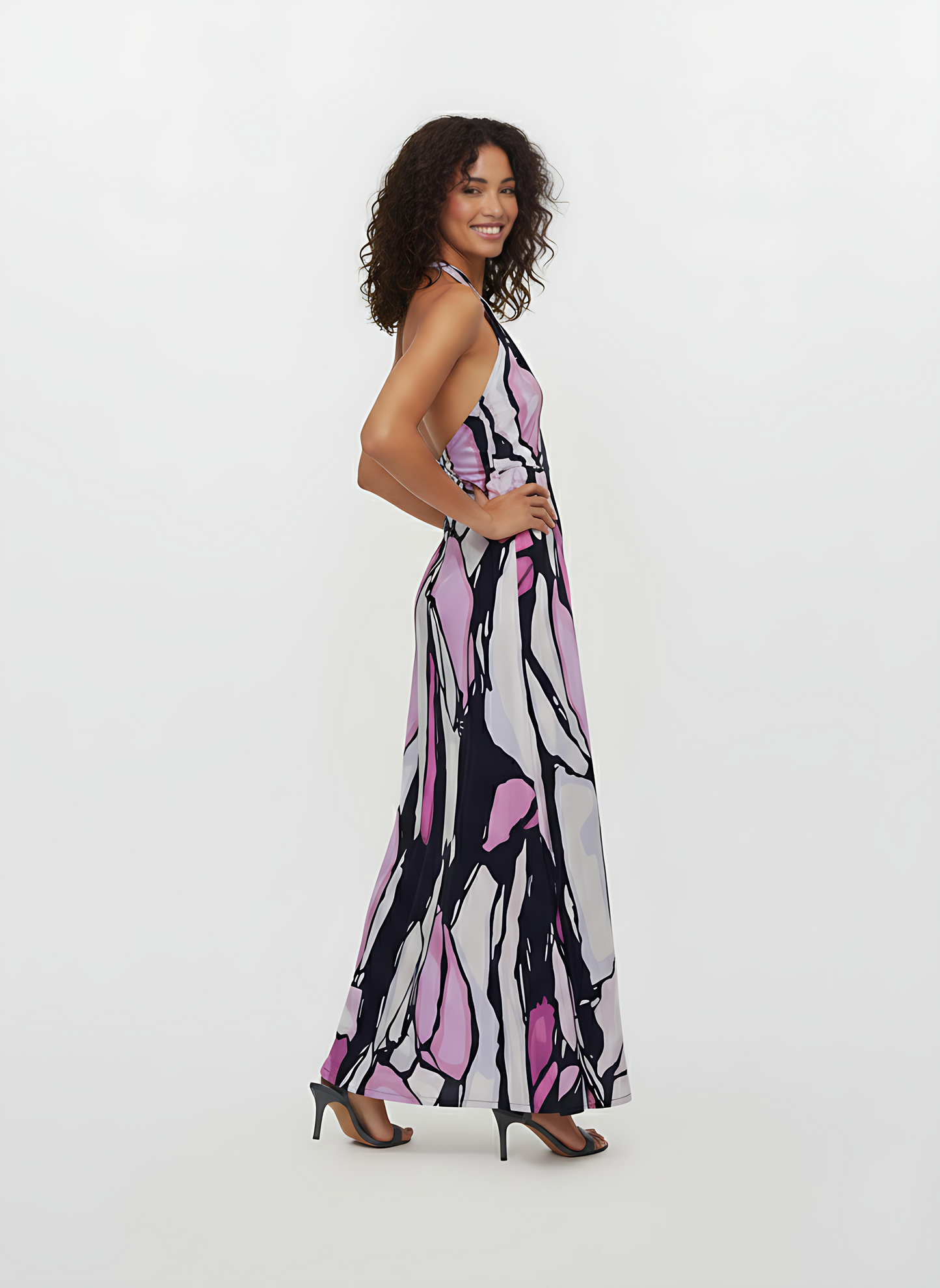 Lilac Noir Halter Maxi Dress