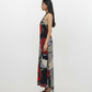 Crimson Bloom Crepe Halter Neck Maxi Dress