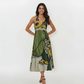 Verdant Bloom Crepe Halter Dress