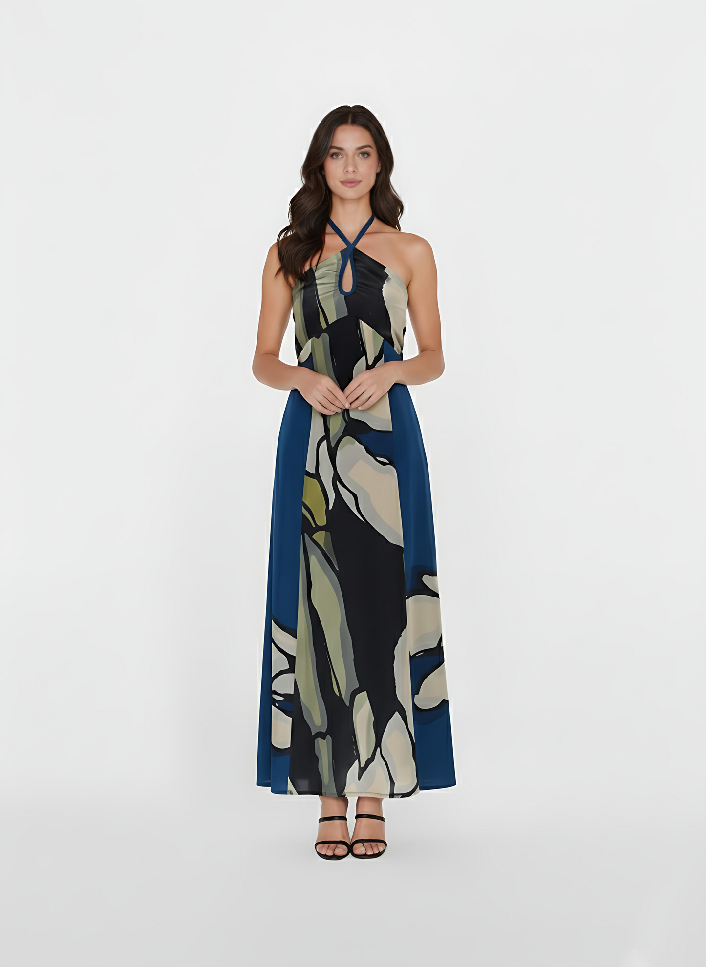 Abstract Bloom Halter Dress