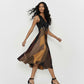 Midnight Patchwork V-Neck Dress