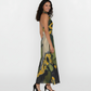 Golden Flora Halter Dress