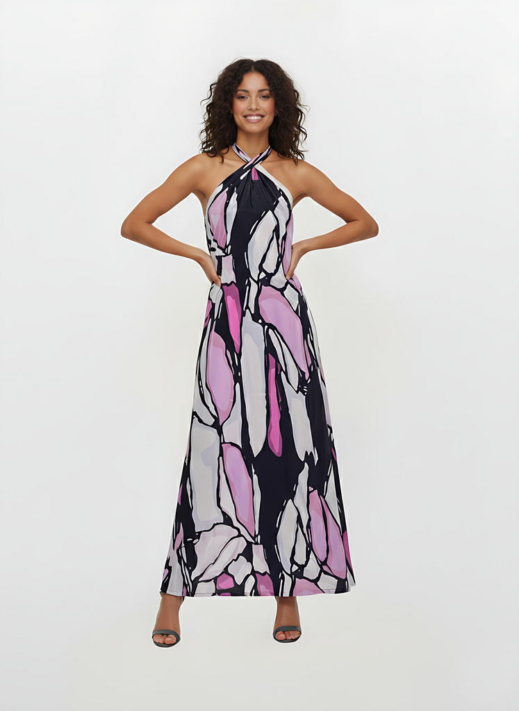 Lilac Noir Halter Maxi Dress