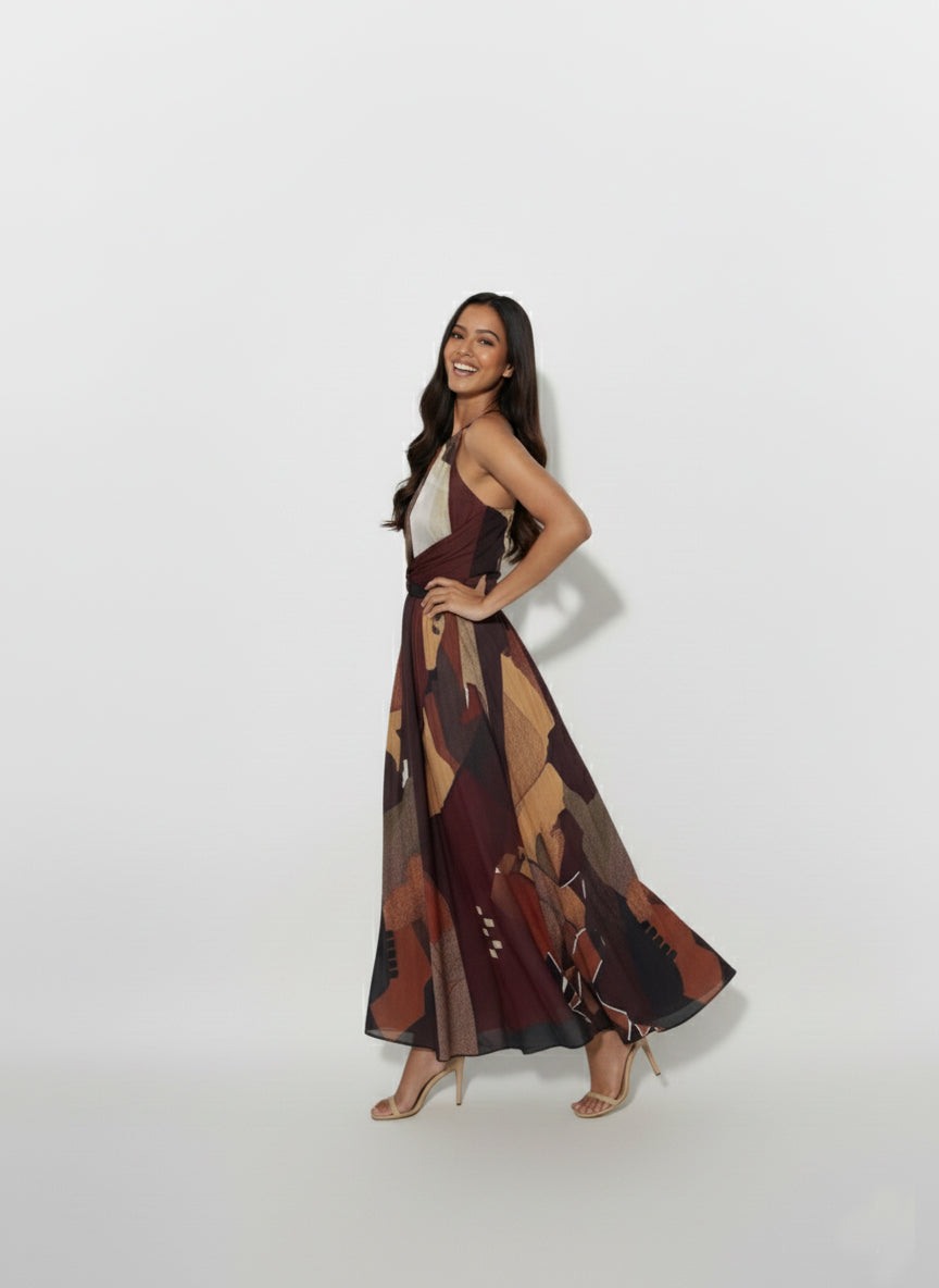 Autumn Aura Tie-Waist Dress