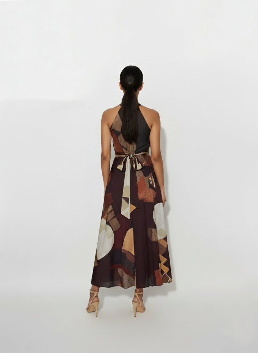 Autumn Aura Tie-Waist Dress
