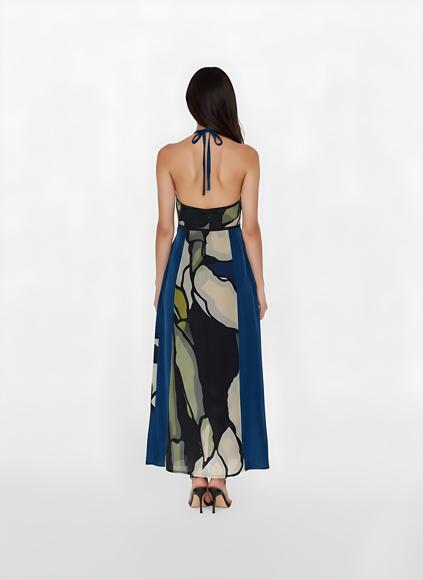 Abstract Bloom Halter Dress