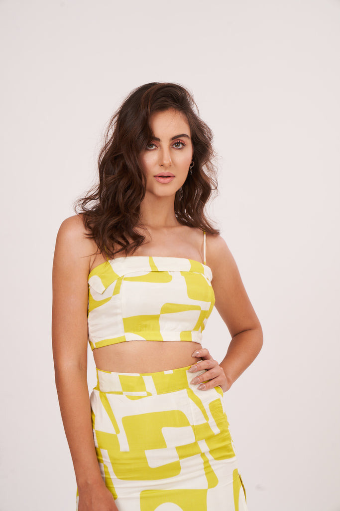 Yellow Printed Strappy Top