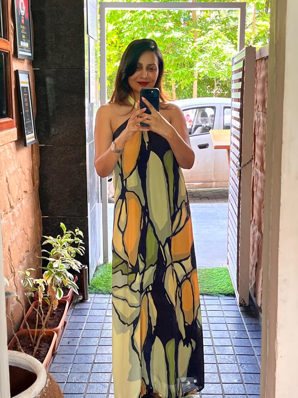 Olive Dawn Crepe Halter Neck Maxi Dress