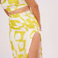 Yellow Printed Strappy Top & Skirt Co-Ord Set