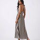 Sophisticated striped maxi dress ideal for cocktail evenings and festive celebrations