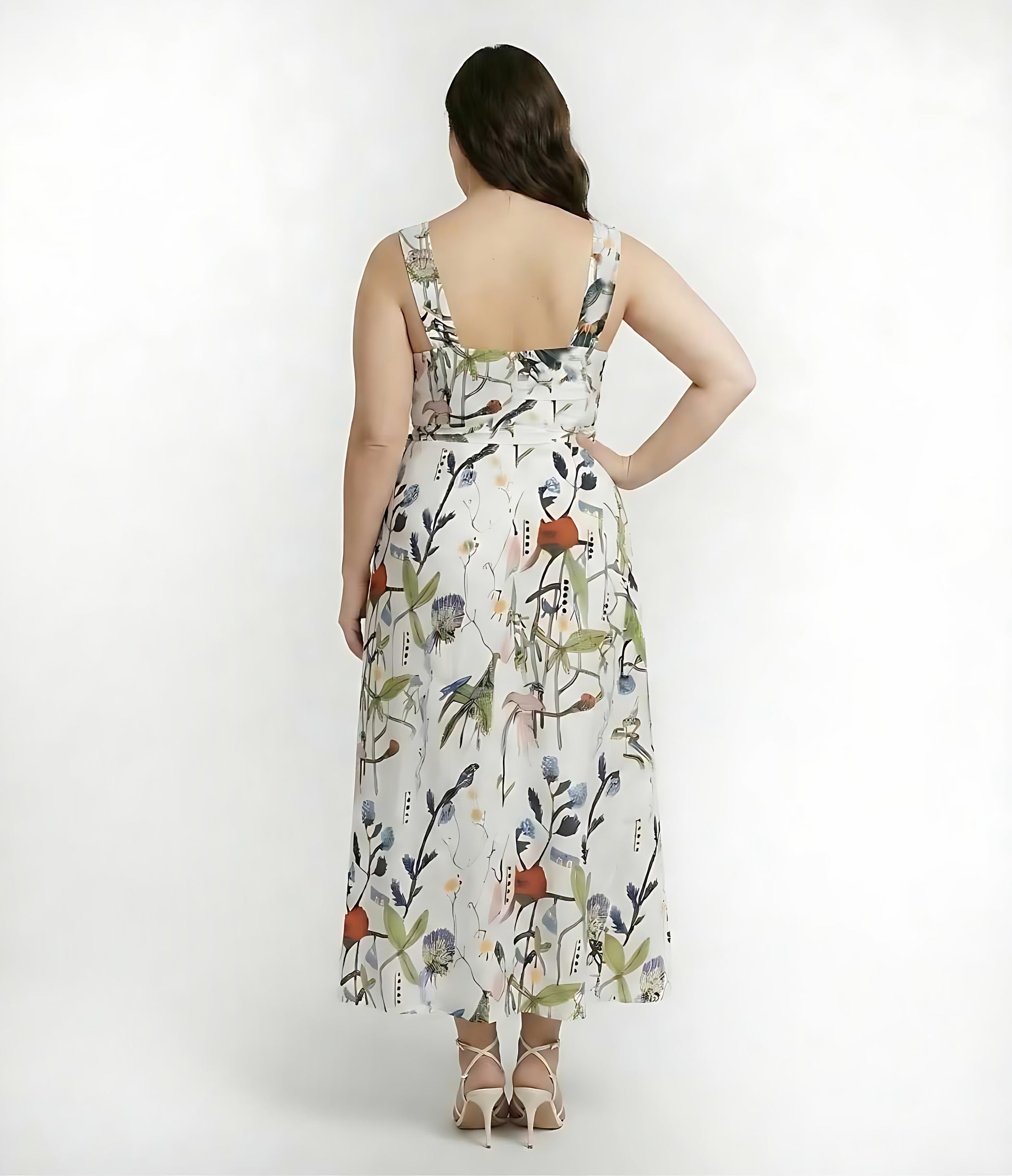 Plus size chinon dress with a fluid silhouette that moves easily and feels comfortable to wear