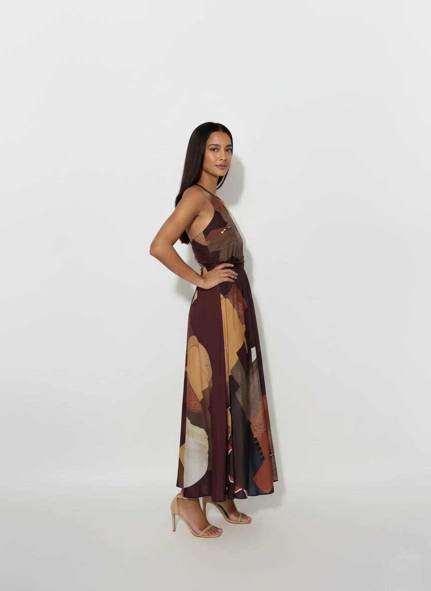Autumn Aura Tie-Waist Dress