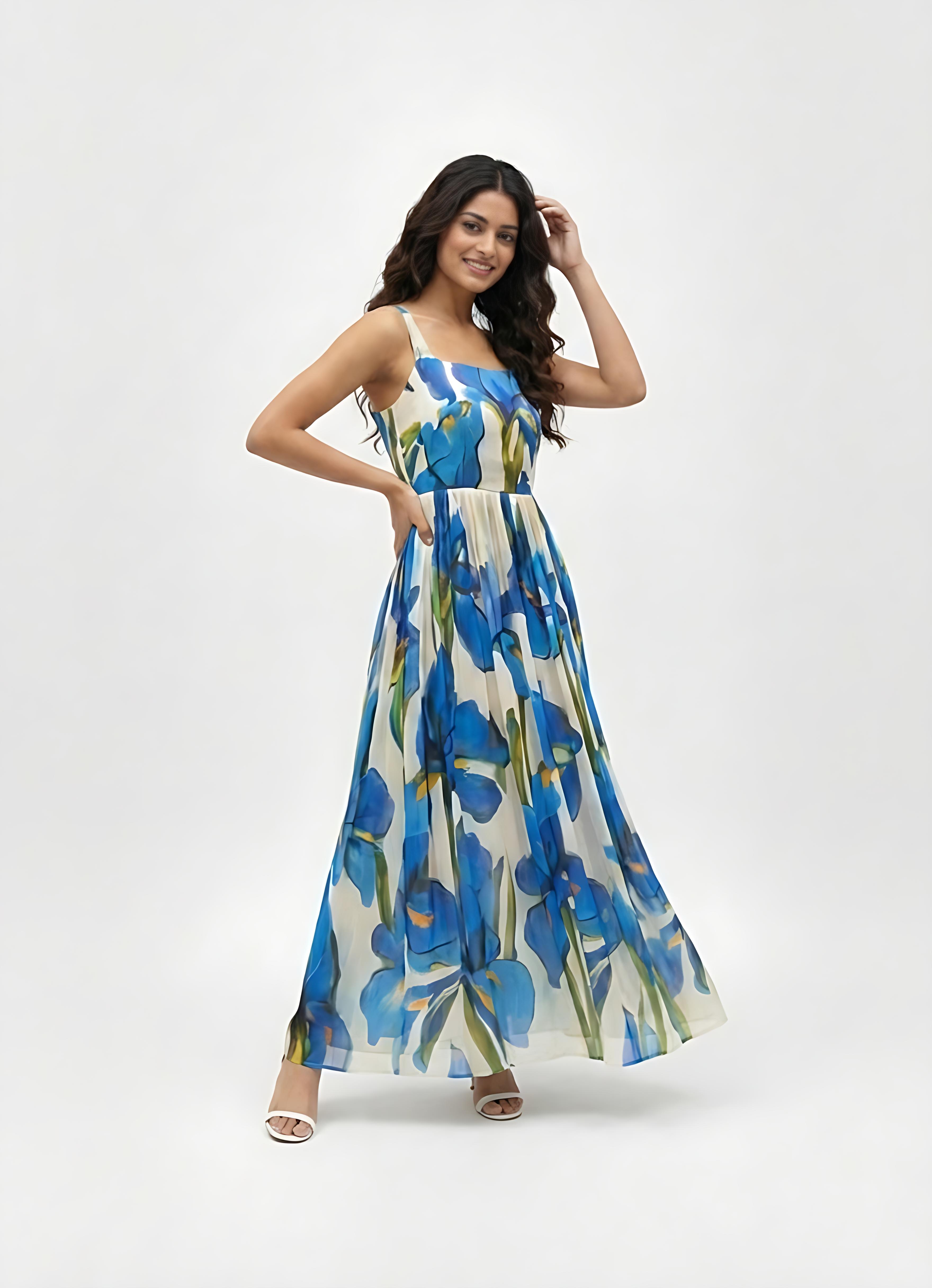 Blue Iris Flow Maxi Dress