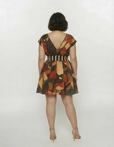Plus size chinon silk mini dress with a lightweight, non-clingy silhouette that moves easily and feels comfortable