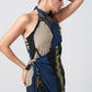 Asymmetric wrap-style crepe dress with a fluid, modern silhouette