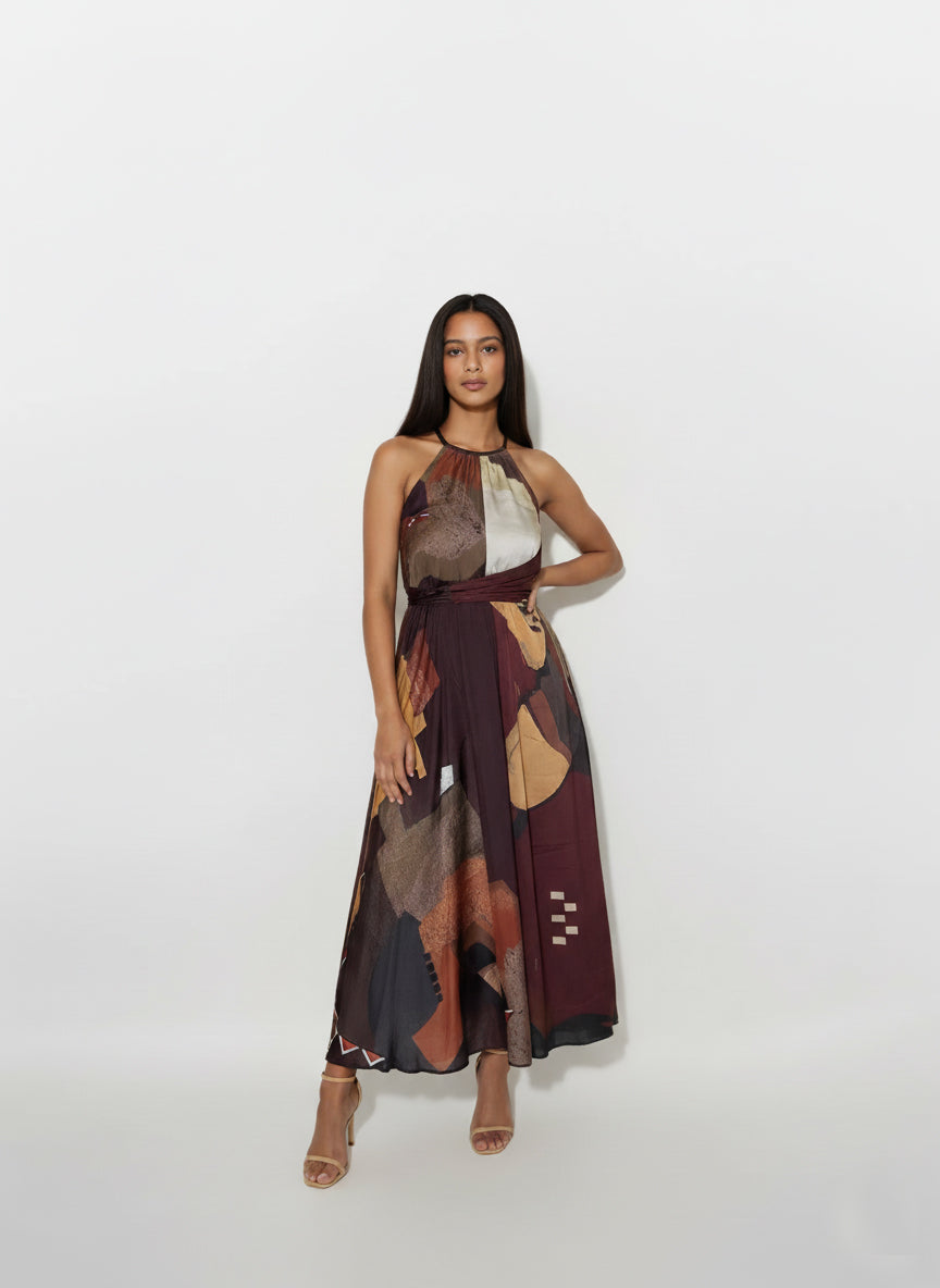 Autumn Aura Tie-Waist Dress