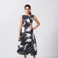 Sleeveless midi dress crafted in cotton satin with a sleek, modern silhouette