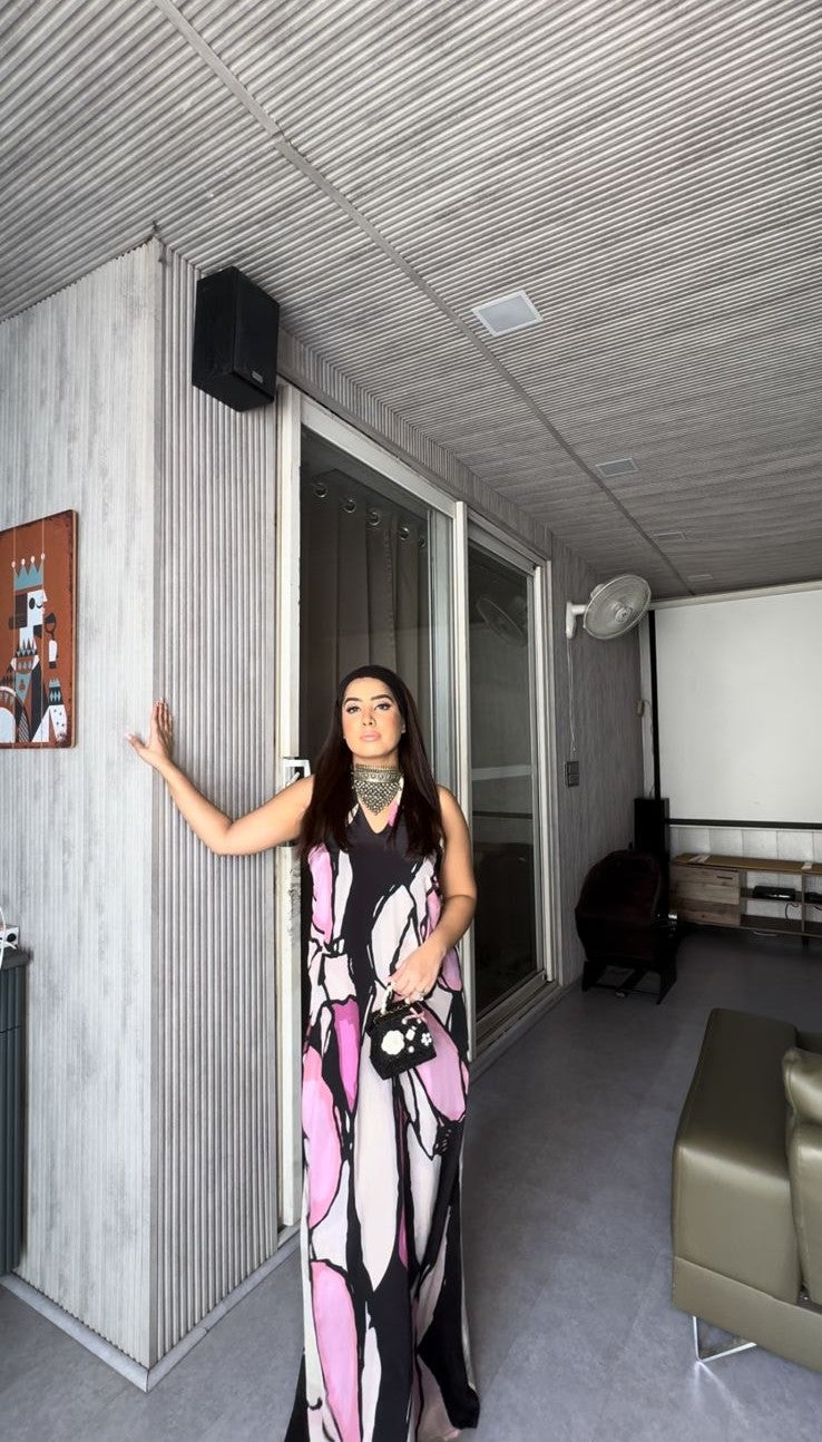 Lilac Noir Halter Maxi Dress