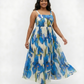 Plus size chinon maxi dress with a fluid, non-clingy silhouette that drapes smoothly over curves with ease