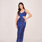 Digitally printed silk midi dress in blue, ideal for casual outings and stylish social gatherings