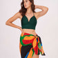 Crepe crop top and sarong wrap set with tie-up detailing, ideal for poolside lounging and tropical getaways