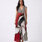 Fluid crepe maxi dress with a defined waist and elegant A-line silhouette.