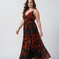Curve fit chinon dress with an overlap neckline and gathered flare for a flattering shape