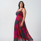 Curve fit floral chinon midi dress with a soft, airy drape, ideal for daytime events and gatherings