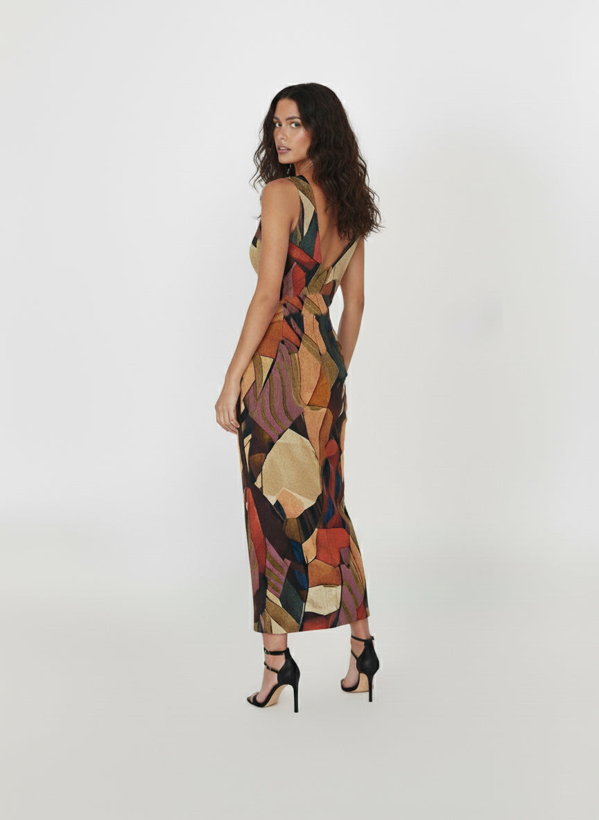 Rustic Mosaic Maxi Dress