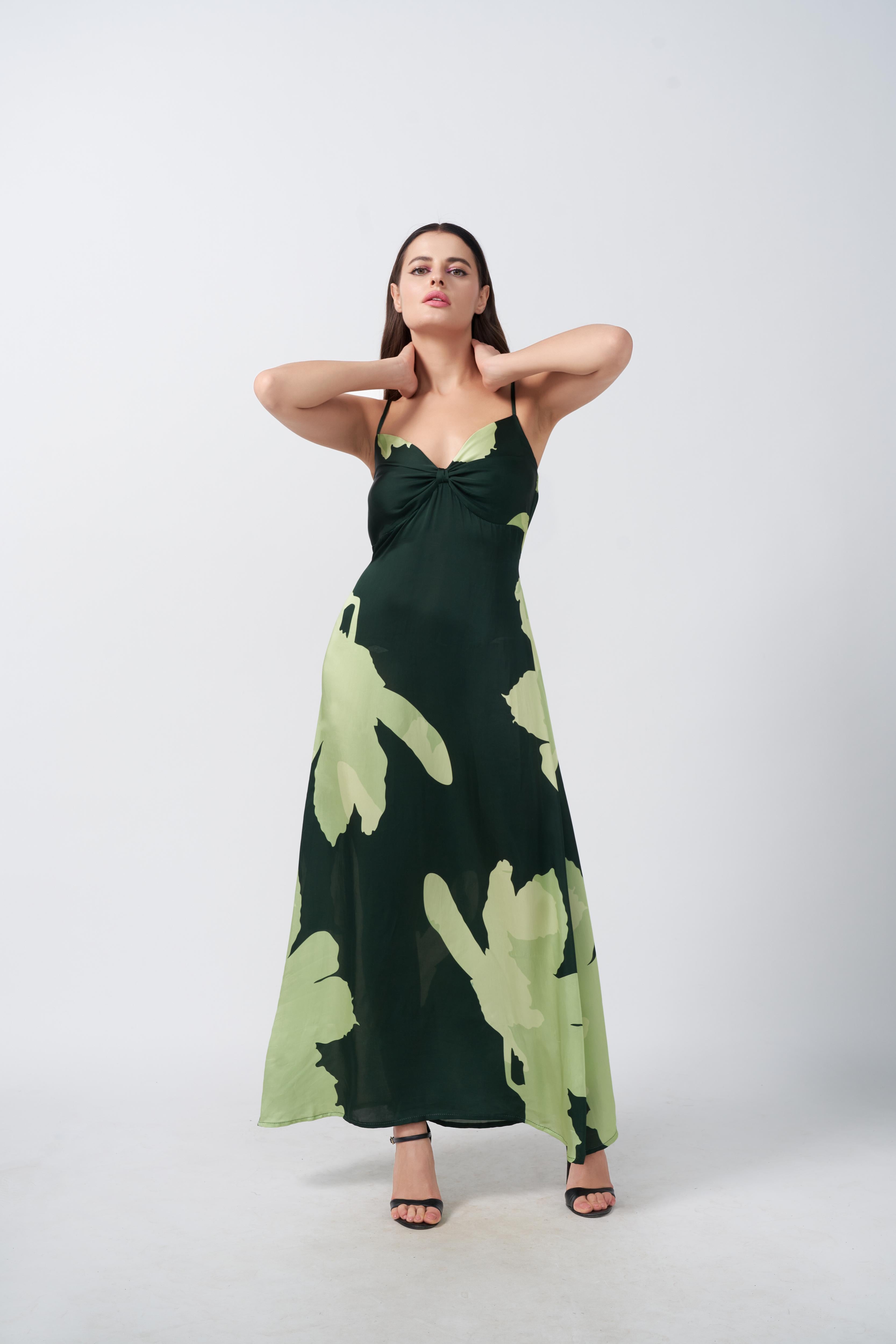 Verdant Allure Ruched Dress