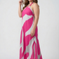 Extended size abstract print dress, perfect for parties, vacations, and evening plans