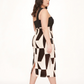 Extended size abstract silk midi dress, perfect for cocktail evenings and dinner occasions