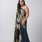 Extended size floral crepe ankle-length dress, perfect for parties, celebrations, and evening occasions