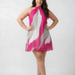 Extended size abstract print short dress, perfect for parties, vacations, and evening plans