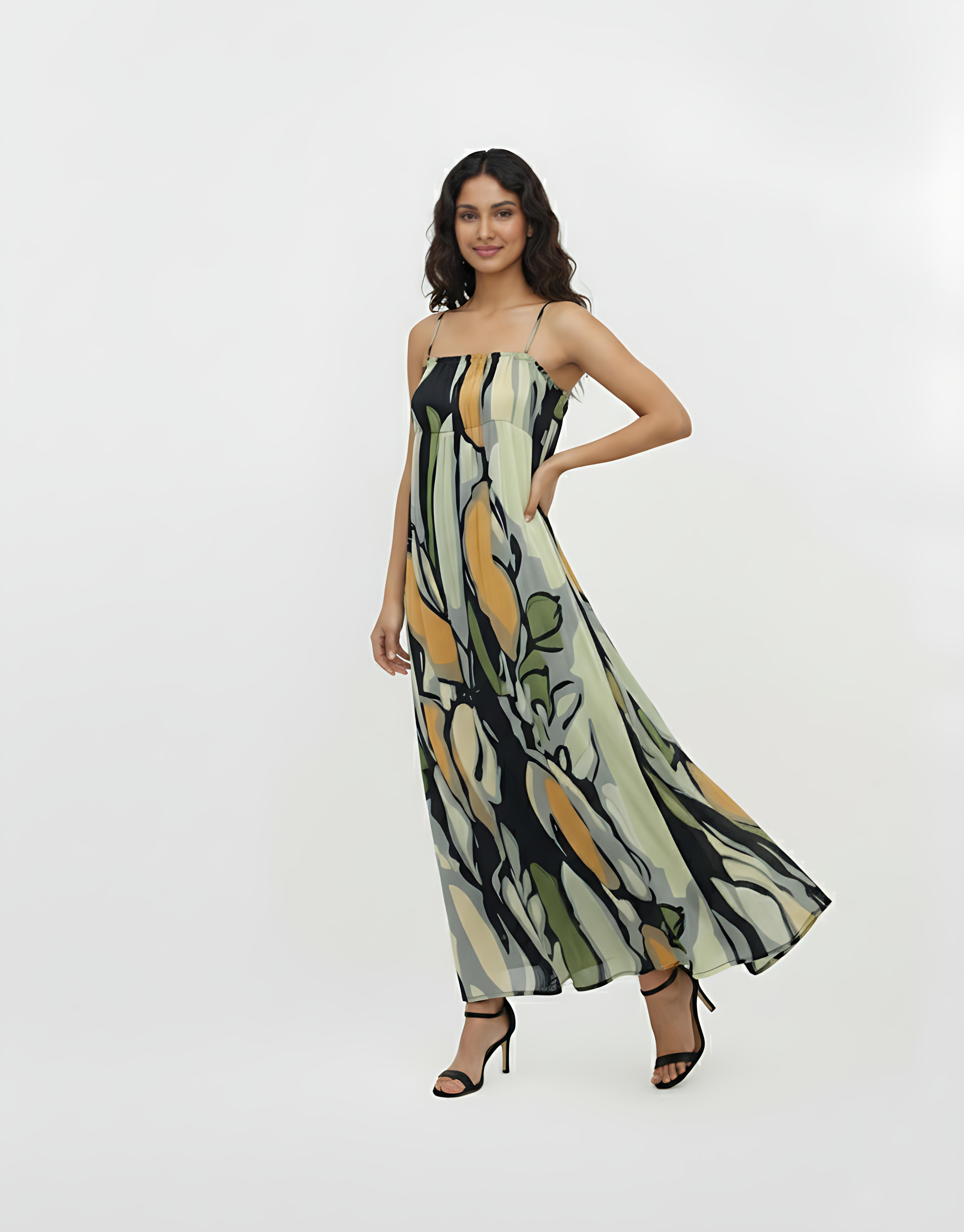 Amber Leaf Crepe Dress