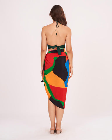 Backless bodice design with thin, adjustable tie-up straps ensuring a secure and customized fit.