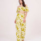 Model posing with one hand on in front, showcasing the flattering elasticated fit and breezy silhouette of the summer co-ord set.