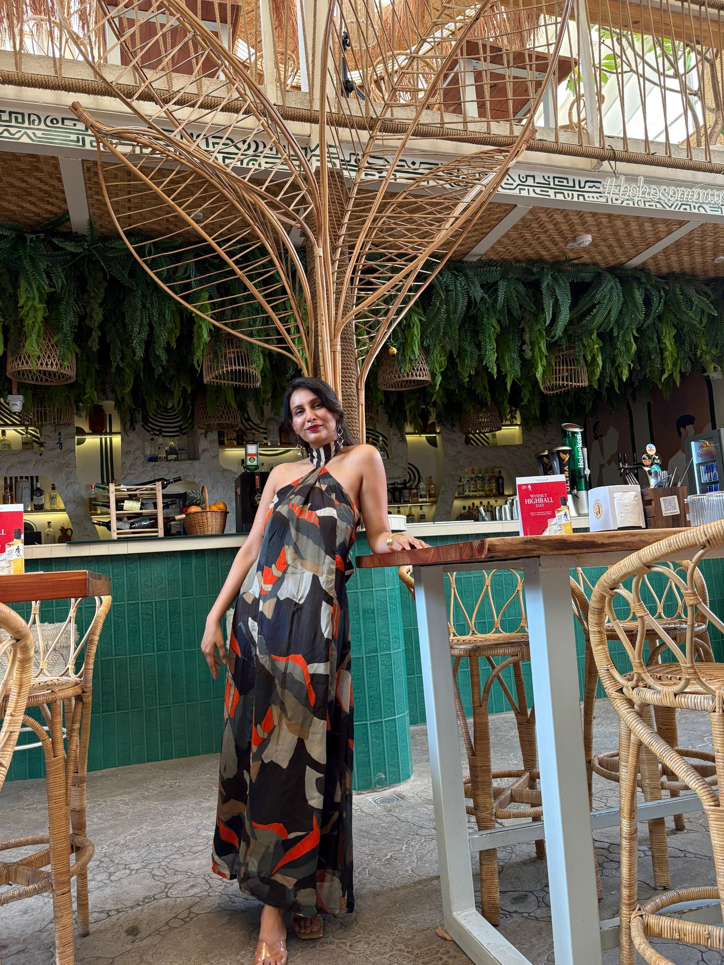 Flowing maxi dress crafted in a lightweight chinon blend with a relaxed drape