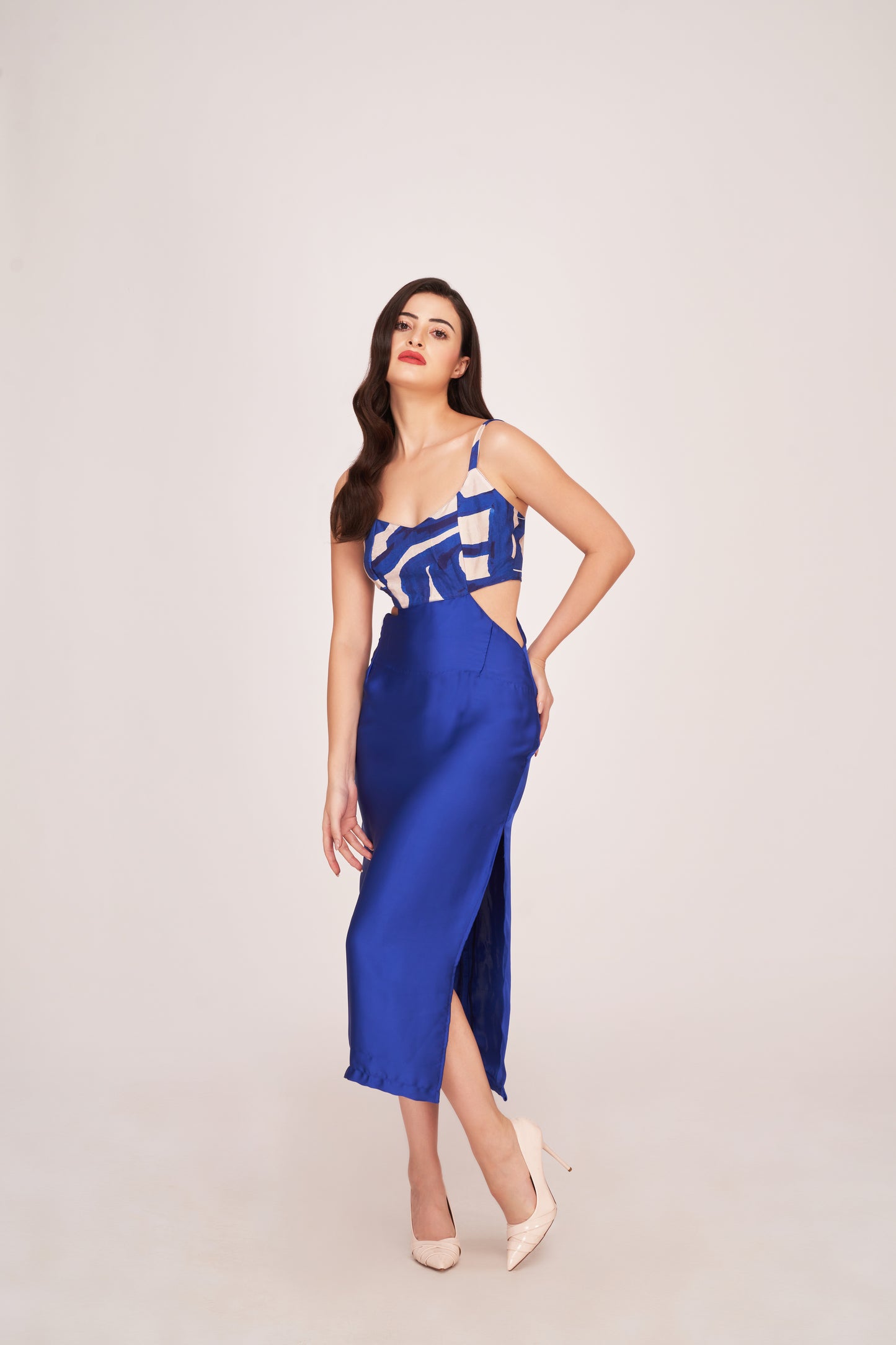 Sapphire Elegance Midi Dress