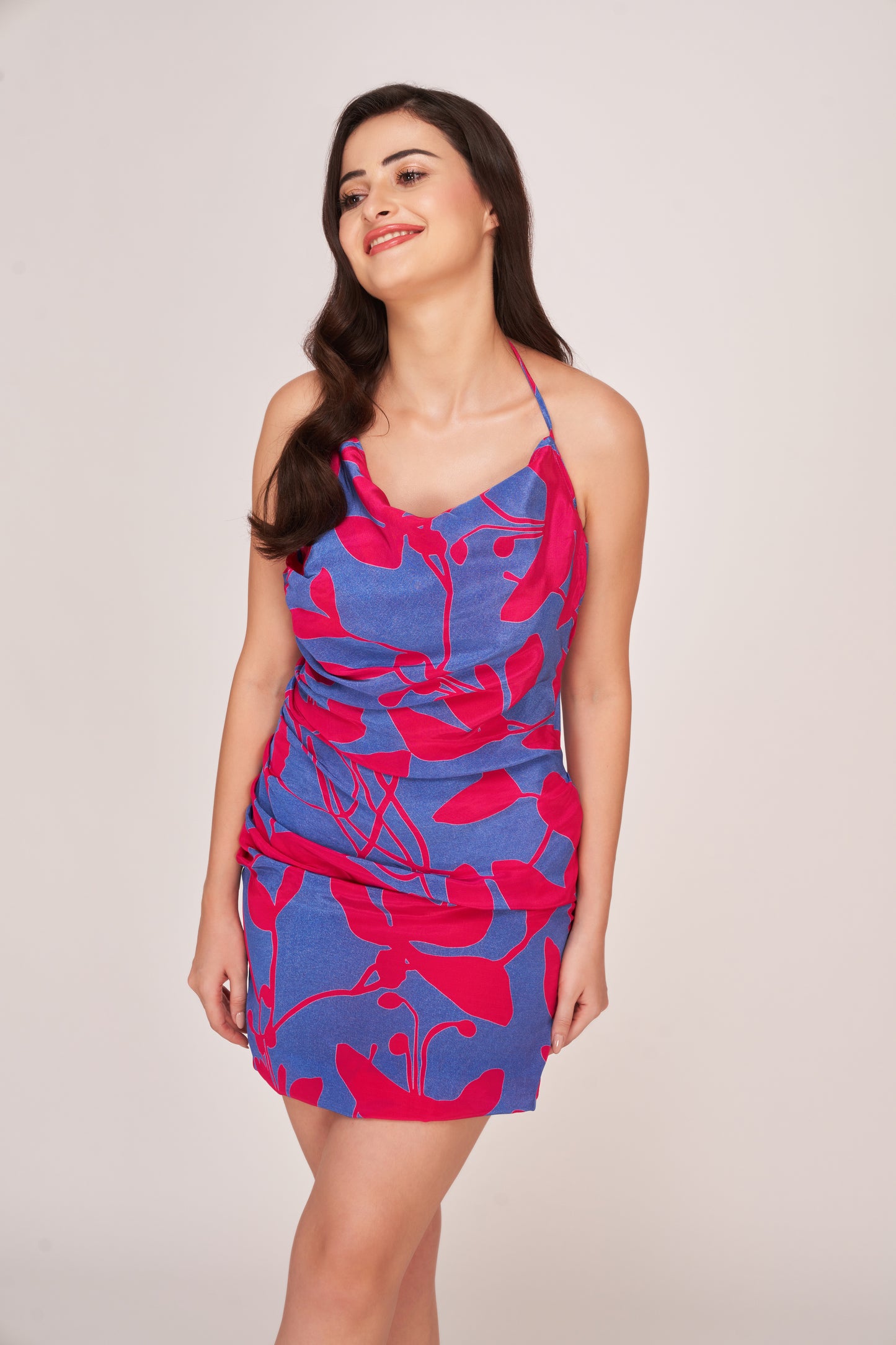 Fiesta Fleur Satin Mini Dress