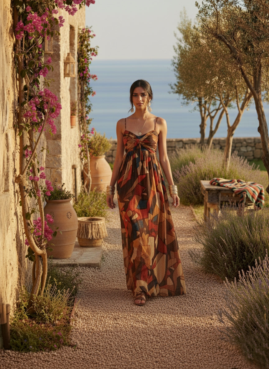 Sunlit Mosaic Maxi Dress