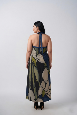 Plus size crepe dress with a fluid, non-clingy silhouette that drapes smoothly over curves with ease