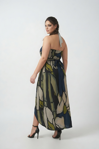 Plus size crepe wrap dress with a fluid, non-clingy drape that moves easily and sits comfortably over curves