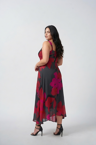 Plus size chinon midi dress with a non-clingy silhouette designed to fall smoothly over curves and move with ease