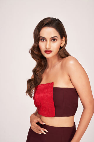 Tube top and trouser co-ord set in crepe, suitable for parties and social gatherings