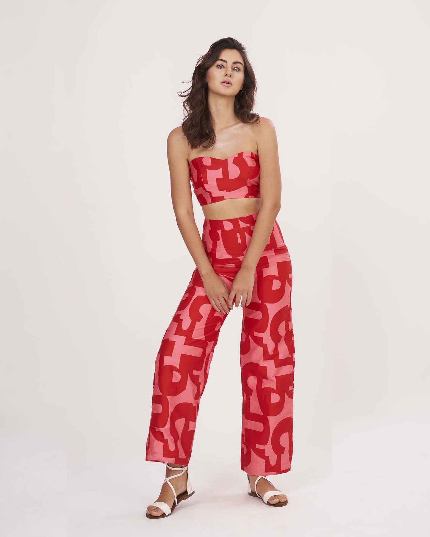 Two-piece co-ord set crafted from lightweight cotton satin fabric, ideal for vacation wear or casual summer lunches.