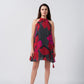 Sleeveless halter-neck abstract print chinon dress, ideal for warm-weather events and stylish social occasions