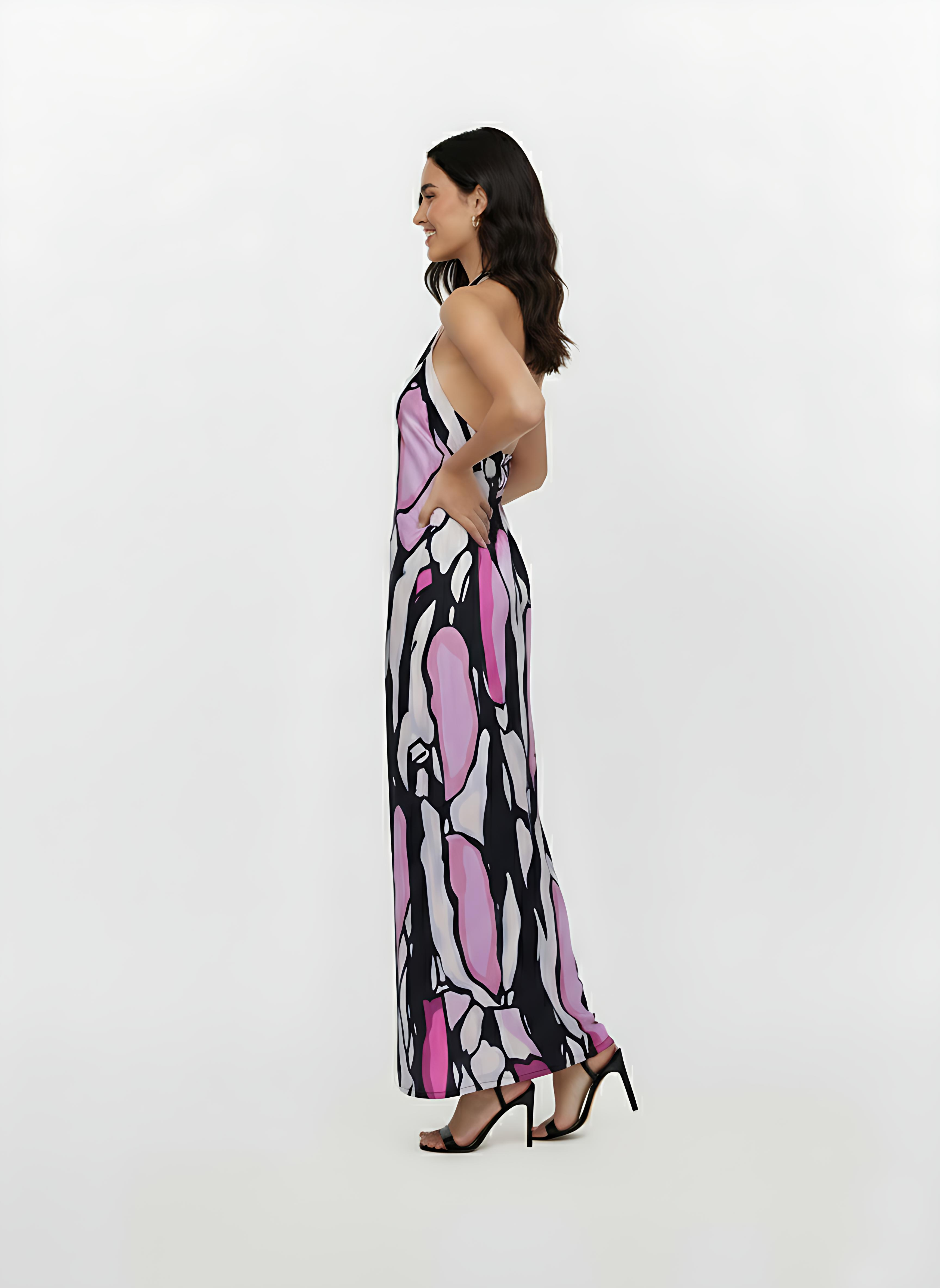 Lilac Noir Halter Maxi Dress
